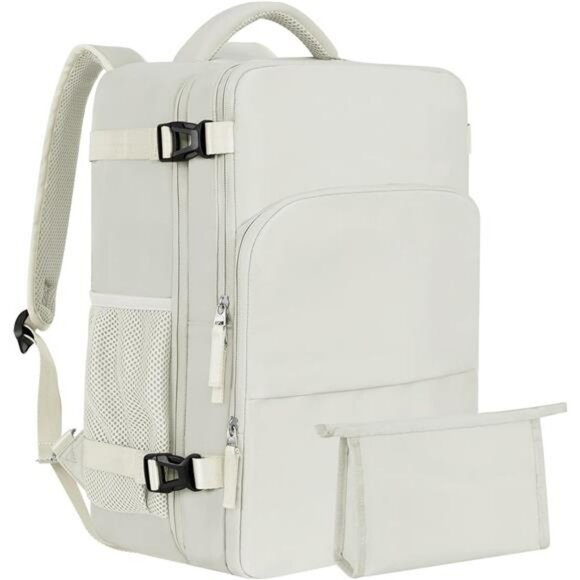 Airline approved large travel backpack carry on personal item bag for women beig - Picture 1 of 7